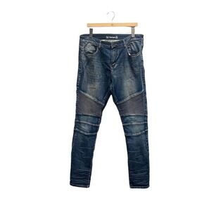 Crysp Denim Blue Moto Jeans‎ Distressed Men’s Size 36 x 34